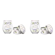 4pc True Friends 520ml Stemless Glass Tumbler & Candle Vanilla Scent Set