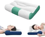 LeoLeoyy Sleep Enhancing Cervical Support Comfort Goose Down Pillow, Ergonomic Neck Pillow for Sleeping, Soft & Comfortable, Ideal for Side, Back, and Stomach Sleepers (Green, L) (Green,Small)