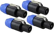 Peakloong Speaker Plug Twist Lock 4 Pole Speaker Plug Compatible with Speakon NL4FC, NL4FX, NLT4X, NL2FC - 4 Pack