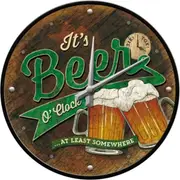 Nostalgic Art 30cm Home/Office Quartz Round Wall Clock Beer O'clock Glasses