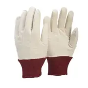 12 Pairs x FRONTIER Women's Drill Work Gloves with Red Cuff - White - Red