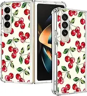 GlamCase Clear Case for Samsung Galaxy Z Fold 4 5G, Galaxy Z Fold 4 Clear Case - Cherry Watercolor Pattern Design Printed Clear Shockproof Protective Designer Back Case for Samsung Z Fold 4