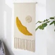 Sun Moon Simple Macrame Nordic Wall Hanging Tassel Fringe Boho Wooden Tapestry