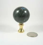Lamp Finial Large Stone Marble Ball Black Solid Brass Fitting 40 mm 53x