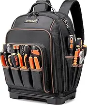 Tool Backpack Heavy Duty, Tool Bag Backpack with Laptop Compartment & Molded Base, 1680D Oxford, Multiple Pockets for Men, Electricians, Construction Workers, HVAC