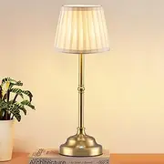 Meafular Cordless Table Lamp, Beautiful Fabric Shade Desk Lamp with 2-Level Brightness & Stepless Dimming, 5200mAh Portable Battery Operated Bedside Lamp for Bedroom, Bar, Living Room, Restaurant