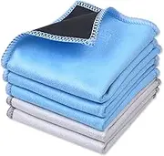 Eco-Fused Microfiber Cleaning Cloths - 5 Pack - Double-Sided Cleaning Cloths - Microfiber and Suede Cloth for Smartphones, LCD TV, Tablets, Laptop Screens, Camera Lenses (Blue & Grey - 5 Pack)