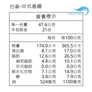 【台畜】中式香腸／1kg／台畜香腸／香腸／烤香腸／台畜／烤肉／串燒／豬肉／肉串／台式香腸／團購／批發／冷凍香腸