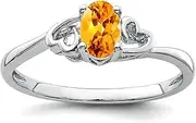 [JewelryWeb] 925 Sterling Silver Polished Citrine Ring Band Style-Ring for Women