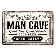 3x Man Cave Open Good Beer Open Daily Rustic Metal Sign Vintage Tin Garage Bar