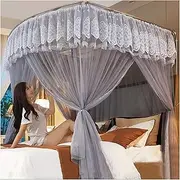 Princess Bed Canopy for Girls Double Layer 4 Corner Post Bed Curtains Canopy with U-Shaped Bracket Bed Decoration 3 Openings Mosquito Net for King Size and Large Queen S(Size:180×220×210cm,C