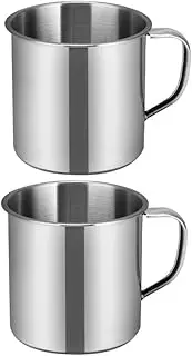 Luxshiny Stainless Steel Camping Mugs, 2pcs Portable Coffee Mug with Handle, Metal Drinking Cup Kids Hot Chocolate Metal Water Cup for Outdoor Backpacking Picnic Fishing