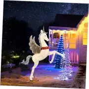 4.7FT Lighted Unicorn Outdoor Holiday Display Decoration for Yard Lawn Garden,