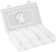 SMZhomeone Coin Collection Box 41Mm Coin Holder For 60PCS Coin Capsule With Foam Washer Coin Storage Box Adjustable Inner Pad Double Layer Protection 197 * 127 * 50mm
