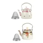 Enamel Teapot Floral Enamel Pot 3.3L Comfortable Grip Pot Water Kettle for Party