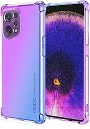 [YAKUN] Case for Oppo Find X5 Pro Case, HD Transparent Anti-Yellow Glass Crystal Clear Soft Silicone Mobile Phone Case, Soft TPU Case Shock Absorption Protective Case (Purple/Blue)