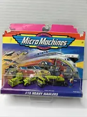 Micro Machines Set #12 Heavy Haulers -Crane with Semi,Concrete Mixer,Dozer Green