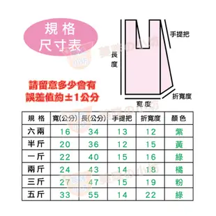 【葵咪】ＰＥ有色塑膠背心袋［六兩 半斤 一斤 兩斤 三斤 五斤］花袋 提袋 素色塑膠袋 包裝袋 收納袋 收藏袋 食品袋