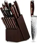 Kitchen Knife Set 15-Piece with Wooden Block. Ultra Sharp High Carbon German Sta