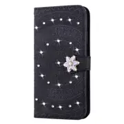 For Xiaomi Redmi Note 7 Pressed Printing Sticking Drill Pattern Horizontal Flip PU Leather Case with Holder & Card Slots & Wallet & & Lanyard(Black)