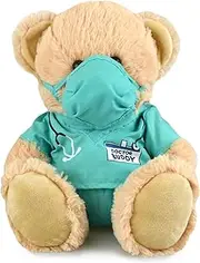 My Buddy Bear Soft Plush/Stuffed Doctor Teddy Toy, Size 23 cm, Mint/Brown