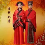 大麥新款古著紅色新娘新郎中式結婚喜服婚禮漢服唐朝