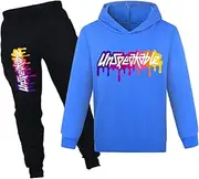 [NILKOOZ] Kids Tracksuit Set, 2Pcs Letter Printed Hoodie and Pants for 1-13 Years, Relaxed Fit, Machine Wash, Unisex, Multiple Colors, Multiple Sizes