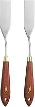 2pcs Palette Knife Painting Tool 3.15" x 0.91" Stainless Steel Teardrop Blade 9.06" Length Spatula Painting Pallet Knives with Hole Beech Wood Handle for Acrylic Canvas, Red/Silver