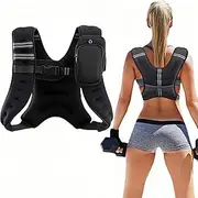 Weighted Vest,3KG Weight Vest for Men Women with Detachable Phone Pouch, Exercise Weighted Vests with Reflective Stripe Adjustable Buckle, for Workout, Strength Training, Running, Fitness, Muscle Building, Weight Loss, Weightlifting