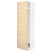 METOD high cabinet w shelves/wire basket, white/Askersund light ash effect, 60x60x200 cm
