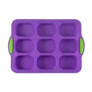 Purple Silicone Mini Bread Loaf Baking Mold - Non-Stick 8-Cavity Bakeware Pan wi