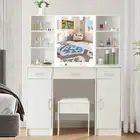 Makeup Vanity Table Set with LED Lighted Mirror & 3 Drawers Dressing Table New