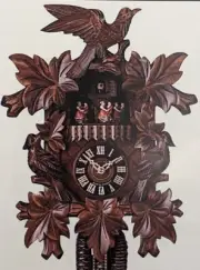 Hones 1 Day Musical Bird & Leaf Cuckoo Clock With 3 Birds And Moving Dancers...