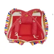 Laddu Gopal Ji Night Bister with Mosquito Net & 3 Pillows (Size: 0 to 4, Red)