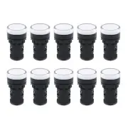 Indicator Light AC/DC 110V 20mA LED Flush Panel Mount White 10 Pcs