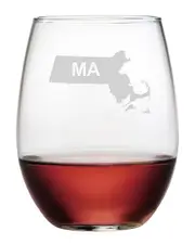 Susquehanna Glass "State" Set of 4 Stemless Glasses, (A-Z) WA NoColor