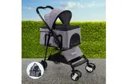 i.Pet Pet Stroller Dog Pram Cat Carrier Travel Large Pushchair Foldable 4 Wheels Grey