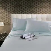 Kingtex 300TC Cotton Sheet Set Ice Blue Single