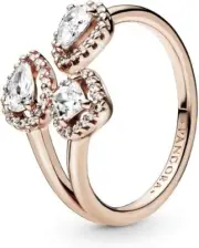 Authentic Pandora Sterling Silver Rose Geometric Shapes Open Ring Sz US-5 Eur-50