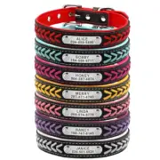 Braided Leather Custom Dog Collar Personalized with Free Name Engraved XS-XL