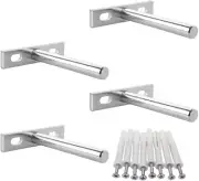 4Pcs Floating Shelf Brackets 3 Inch Length Blind Shelf Supports Metal Hidden Con