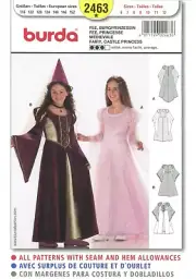 BURDA SEWING PATTERN 2463 GIRLS 6-12 MEDIEVAL RENAISSANCE PRINCESS FAIRY COSTUME
