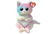 Ty Beanie Bellies Jenny The Multicoloured Kitten with Glitter Blue Eyes, Original Plush Animals with Soft Belly 20 cm T41291
