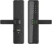 Tuya WiFi Digital Electronic Lock with Camera Smart Door Lock Fingerprint Camera Lock for Home Apartment Remotely Unlocking Slimline Design(6072) Aqiong