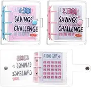 2Pcs Mini Money Savings Challenge Binder, £1000 & £500 Cash Envelopes Reusable Money Saving Wallet with Cash Stuffing for Planning, Fun & Easy Saving for Office, Home, School