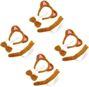 [WOFASHPURET] Cat Ears Headband Cat Tail Ears Headband for Women Animals Headband Cute Plush Headband Fox Costume Plush Cat Ears Animal Ears and Tail Costume Make up Headband Orange