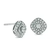 0.5 CT. T.W. Diamond Double Cushion Frame Stud Earrings in 10K White Gold