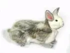 New Hansa Toys Lifelike Realistic Long Haired Stuffed Gray White Jaquard Rabbit