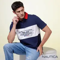 在飛比找momo購物網優惠-【NAUTICA】男裝 吸濕排汗拼接短袖POLO衫(深藍)