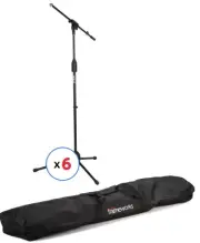 Rok-It Tripod Microphone Stand with Fixed Boom (6 Pack with Bag)